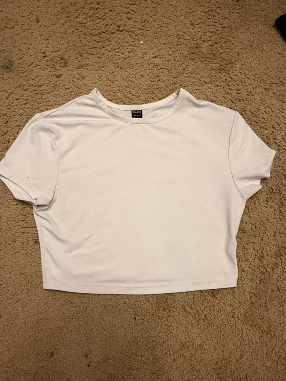 SHEIN White Cotton Crewneck Crop Top
